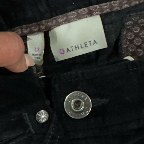 Athleta Skirt Womens Size 12 Black Corduroy Mini Pockets Minimal Academic Casual - Picture 7 of 12